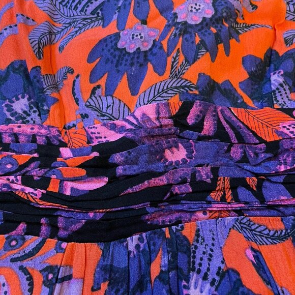 Anthropologie MAEVE Macie Maxi Dress Purple Floral Print Orange Pink EUC Size 8 - Picture 9 of 16